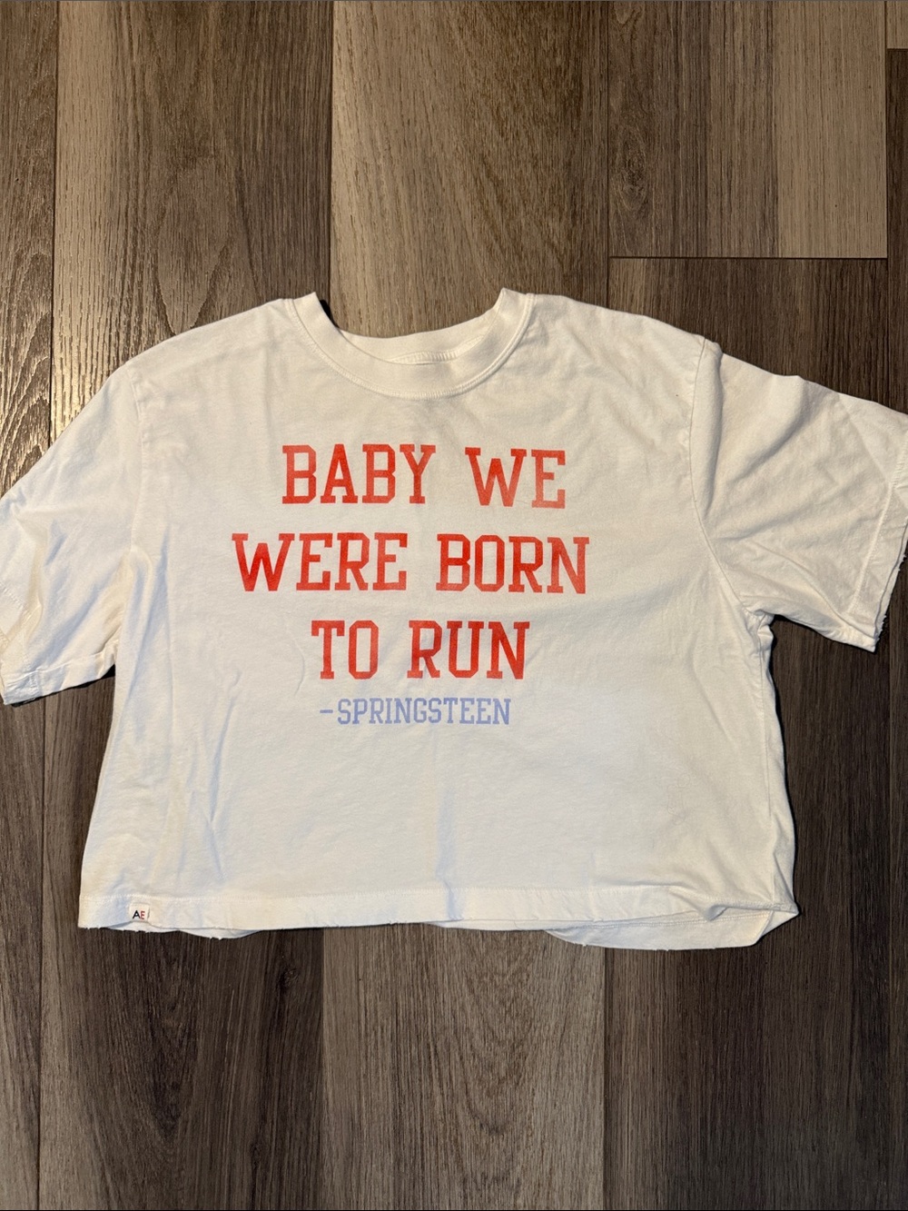 American Eagle Outfitters White Tee with Red and Blue Graphic